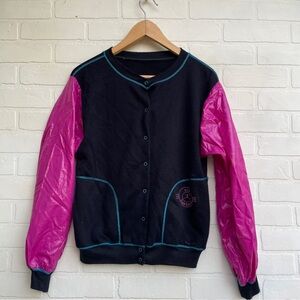 Vintage 90s Danskin Sporty Button Up Sweatshirt w/ Athletic Sleeves